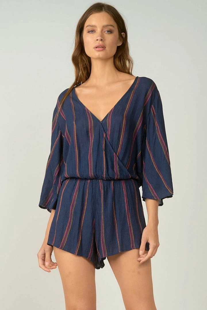Rompers & Jumpers Elan Stripe Mid Sleeve Romper 3 Rompers & Jumpers Elan Stripe Mid Sleeve Romper