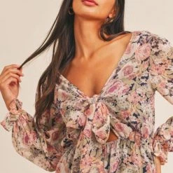 Sage The Label Isabella Tie Detail Long Sleeve Romper