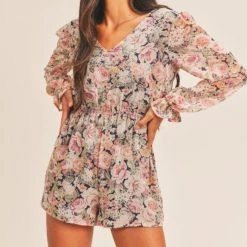 Sage The Label Isabella Tie Detail Long Sleeve Romper