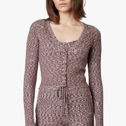 Tops NIA The Brand Cropped Space Dye Cardigan